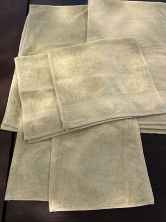 LAND'S END NEW Turkish Bath Towels Large 29”x55” Green Set Of 6 Wash Cloth Hand